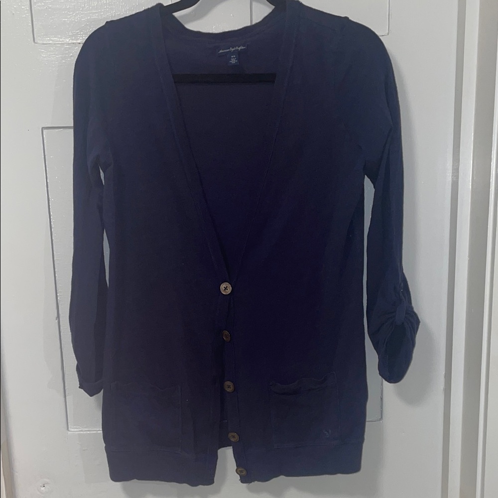 American Eagle Outfitters Deep Blue Cardigan with pockets